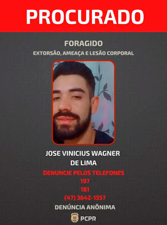 Polícia Civil do PR divulga foto de iniciado por extorsão, ameaças e lesão corporal contra namorada